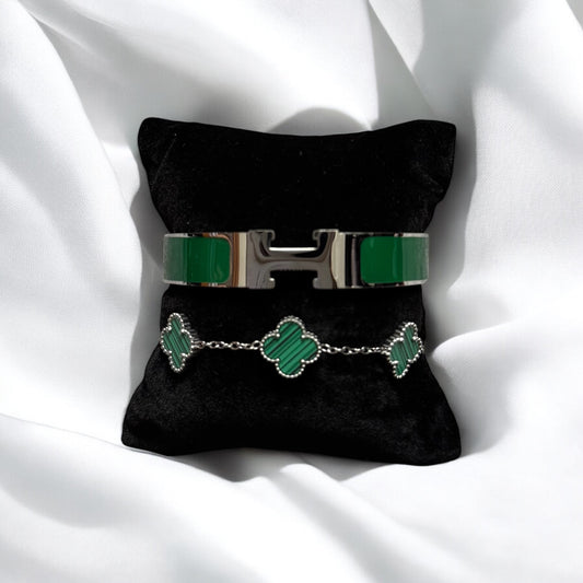 KhaDraa (Silver & Green) 2pc Set