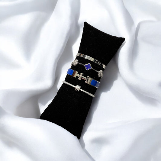 Zarqā (Silver & Royal Blue) 4pc Stack